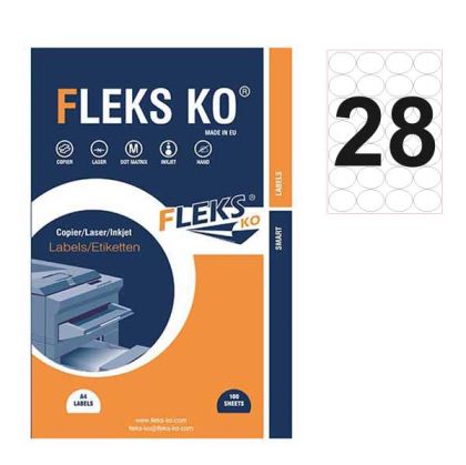 Етикети Fleks Ko Бели, елипсовидни, 50x40 mm A4, 100 л. 28 етик./лист Етикети Fleks Ko Бели, елипсовидни, 50x40 mm A4, 100 л. 28 етик./лист