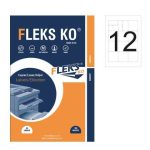 Етикети Fleks Ko Бели, прави ъгли, 58x60 mm A4, 100 л. 12 етик./лист