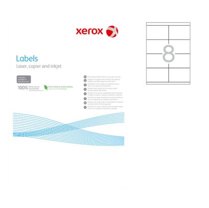 Етикети Xerox Бели, прави ъгли, 105x71 mm A4 100 л. 8 етик./лист Етикети Xerox Бели, прави ъгли, 105x71 mm A4 100 л. 8 етик./лист