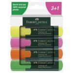 Комплект текст маркери Faber-Castell 1548 Скосен връх 1-5 mm 3+1 цвята